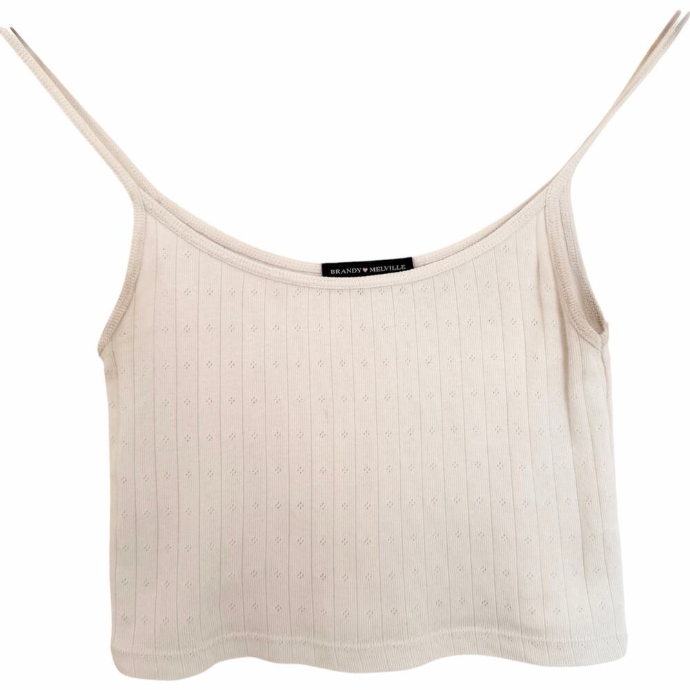 Brandy Melville White Pointelle Crop Cami Tank Top